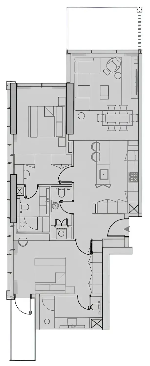 Wynwood Horizon 2 bed floor plan, 1,286 sqft