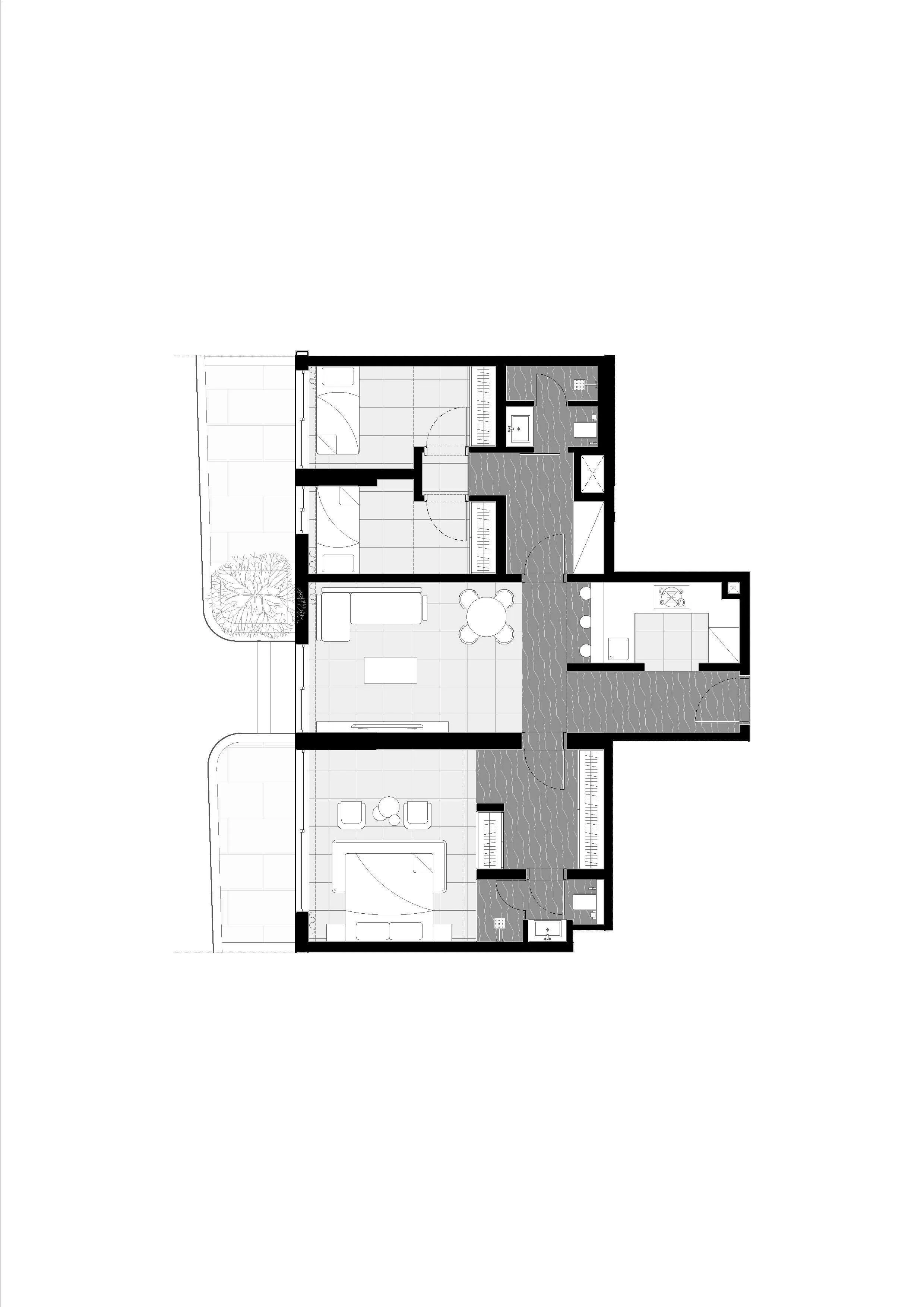 Marea Residences 2 bed floor plan, 1,247 – 1,296 sqft