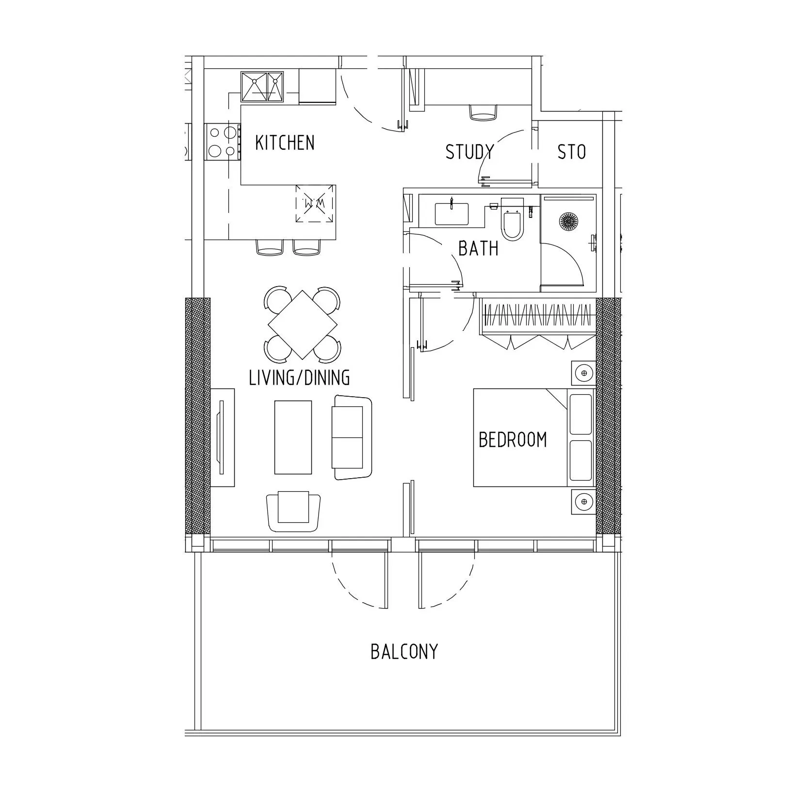 Damac District 1 bed floor plan, 780 sqft