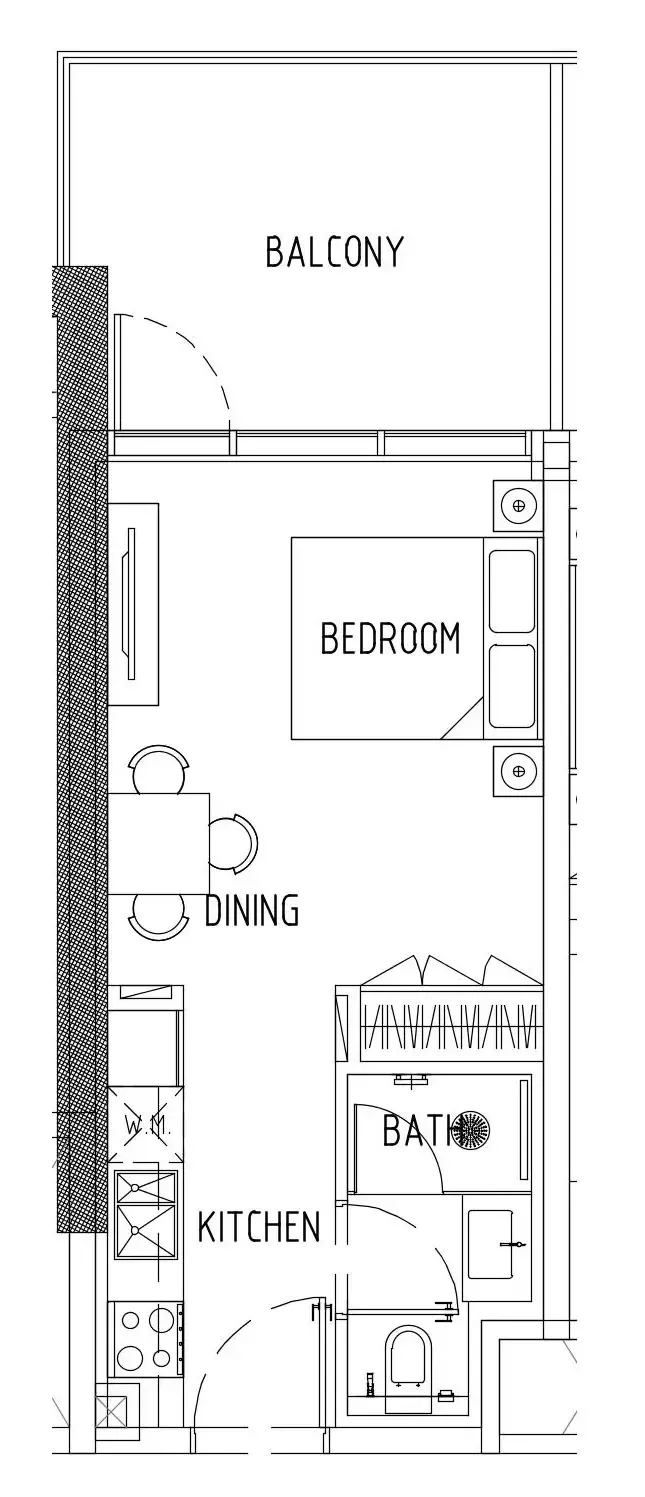Damac District Studio floor plan, 437 sqft