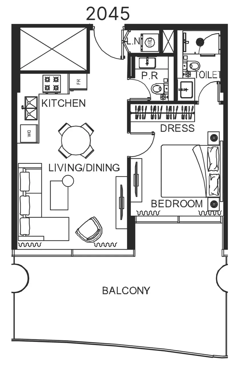 The WOW Tower 1 bed floor plan, 815 sqft