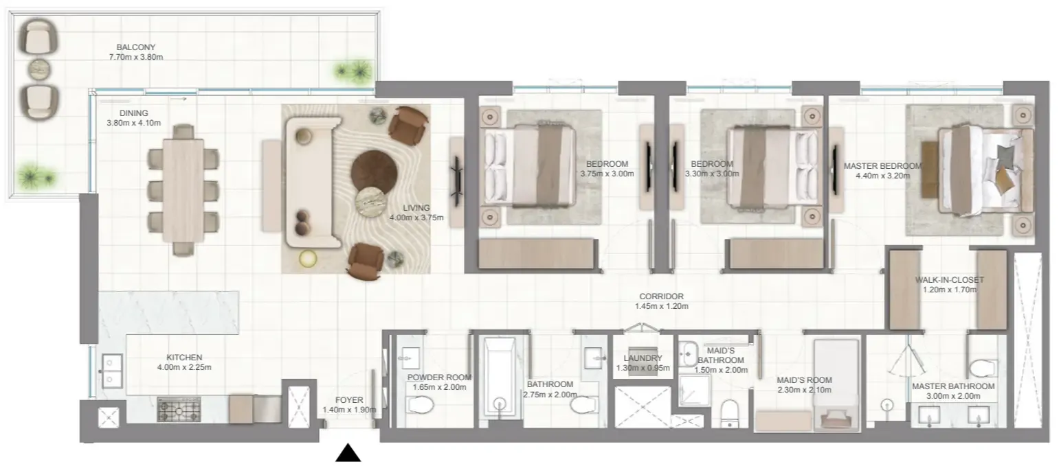 Golf Vale 3 bed floor plan, 1,725 sqft