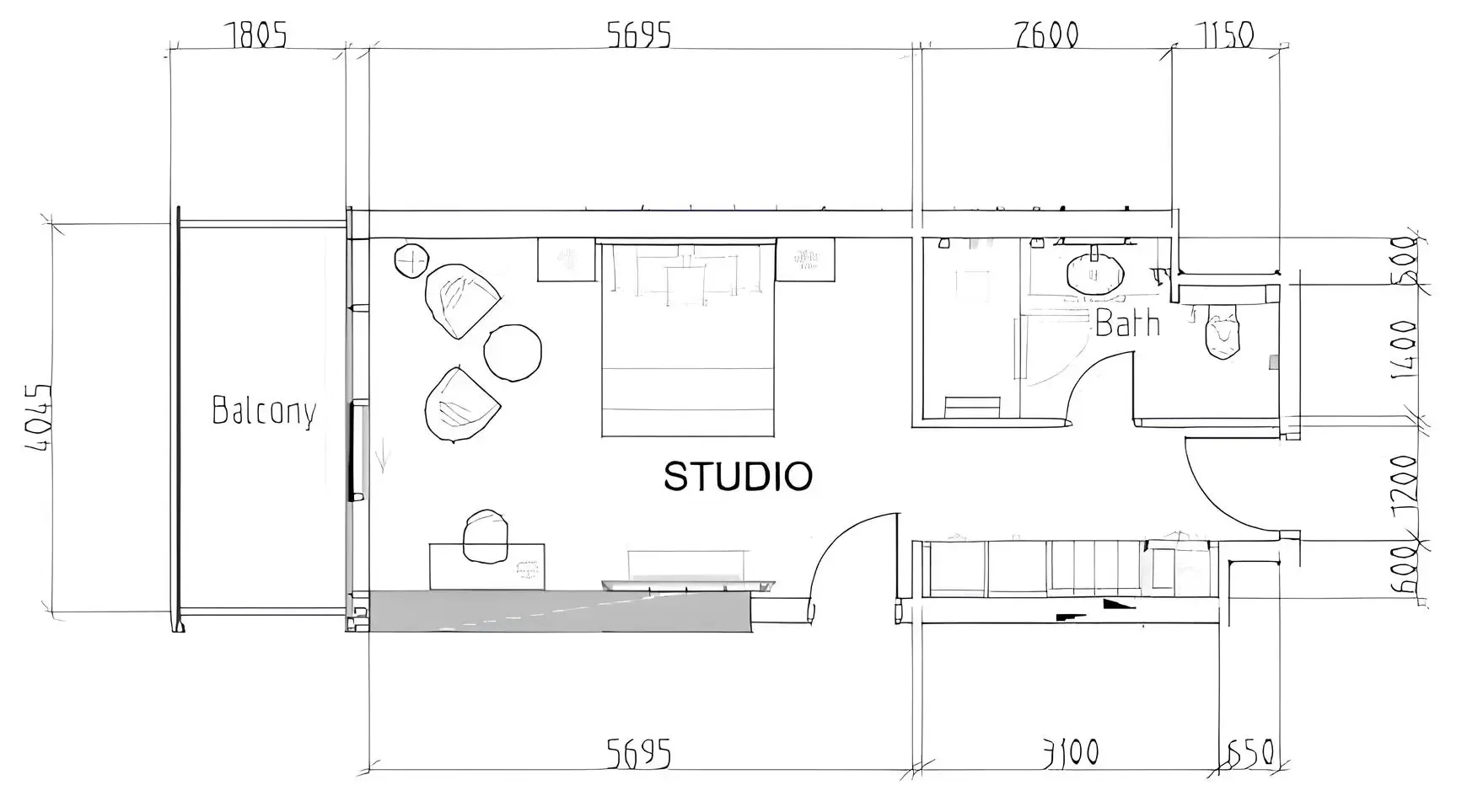 Damac Hills - Artesia Studio floor plan, 495 sqft