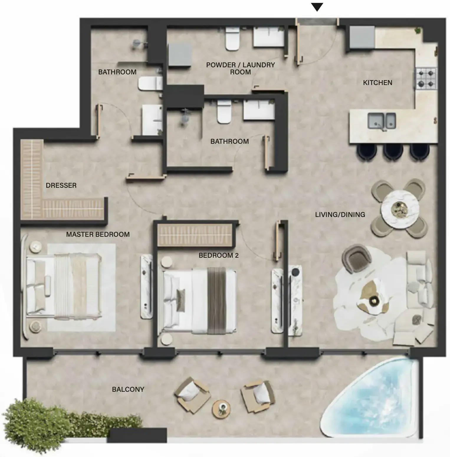 Weybridge Gardens 5 2 bed floor plan, 1,242 sqft