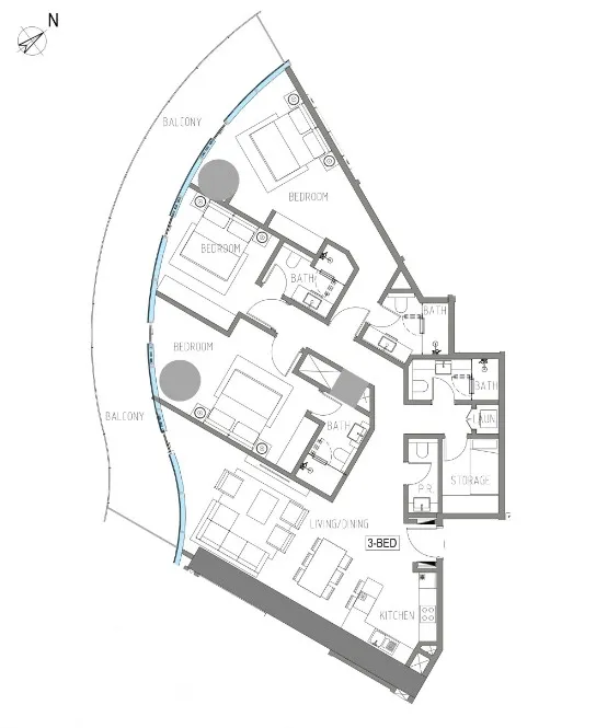 Damac Casa 3 bed floor plan, 2,062 sqft