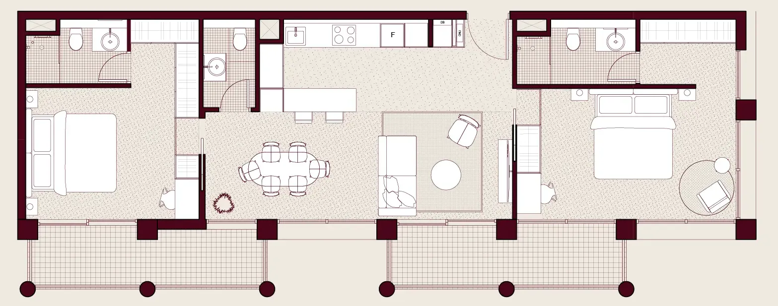 Enta Residences 2 bed floor plan, 1,189 – 1,419 sqft