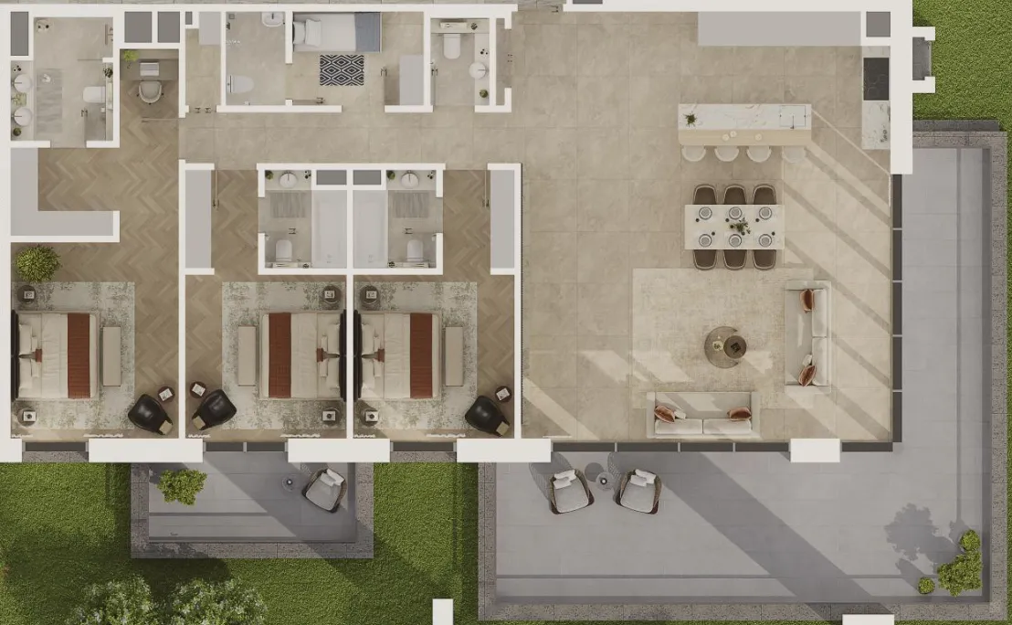 Sama Yas 3 bed floor plan, 2,914 sqft