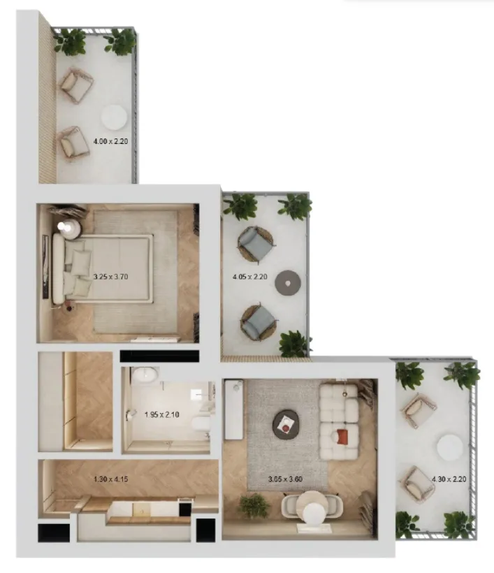 Arisha Terraces 1 bed floor plan, 802 sqft