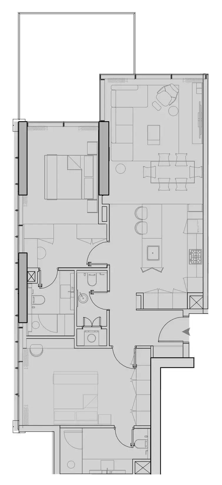 Wynwood Horizon 2 bed floor plan, 1,304 sqft