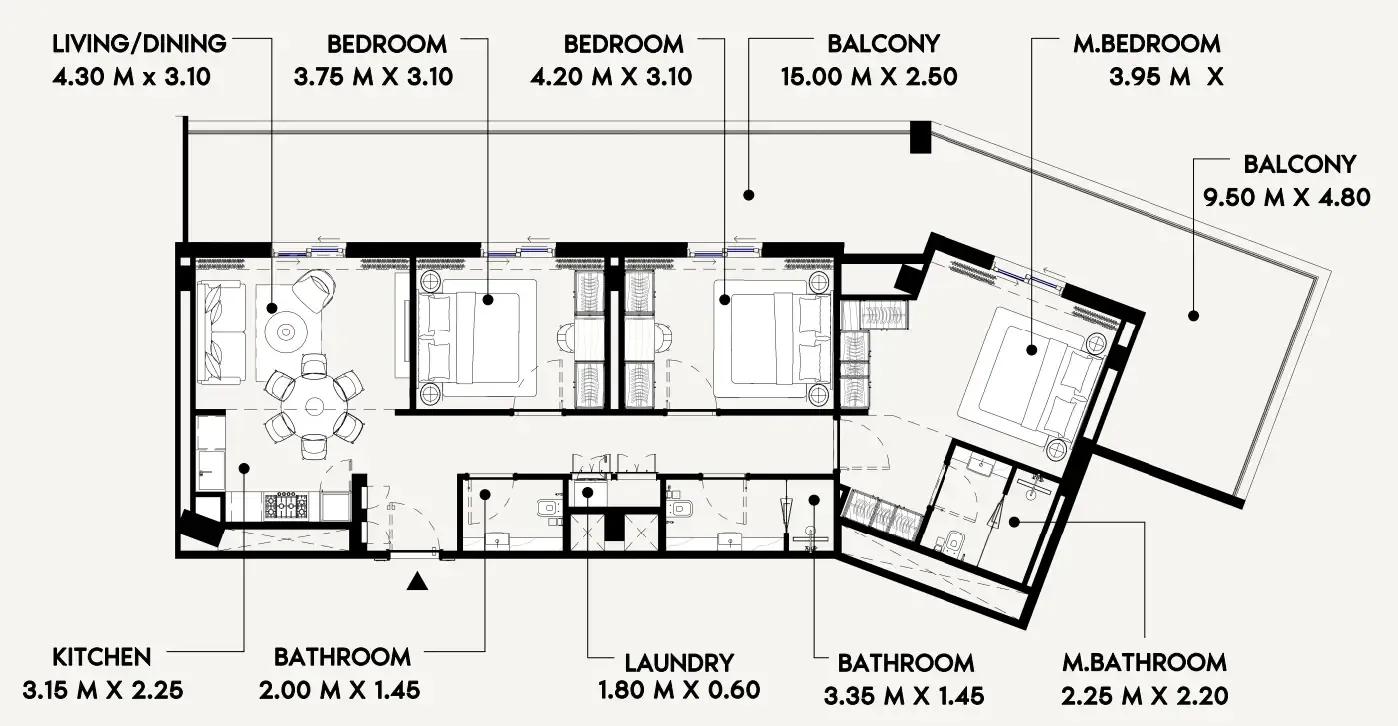 Azizi Lina 3 bed floor plan, 1,759 sqft