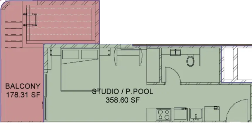 Samana Santorini Studio floor plan, 505 sqft