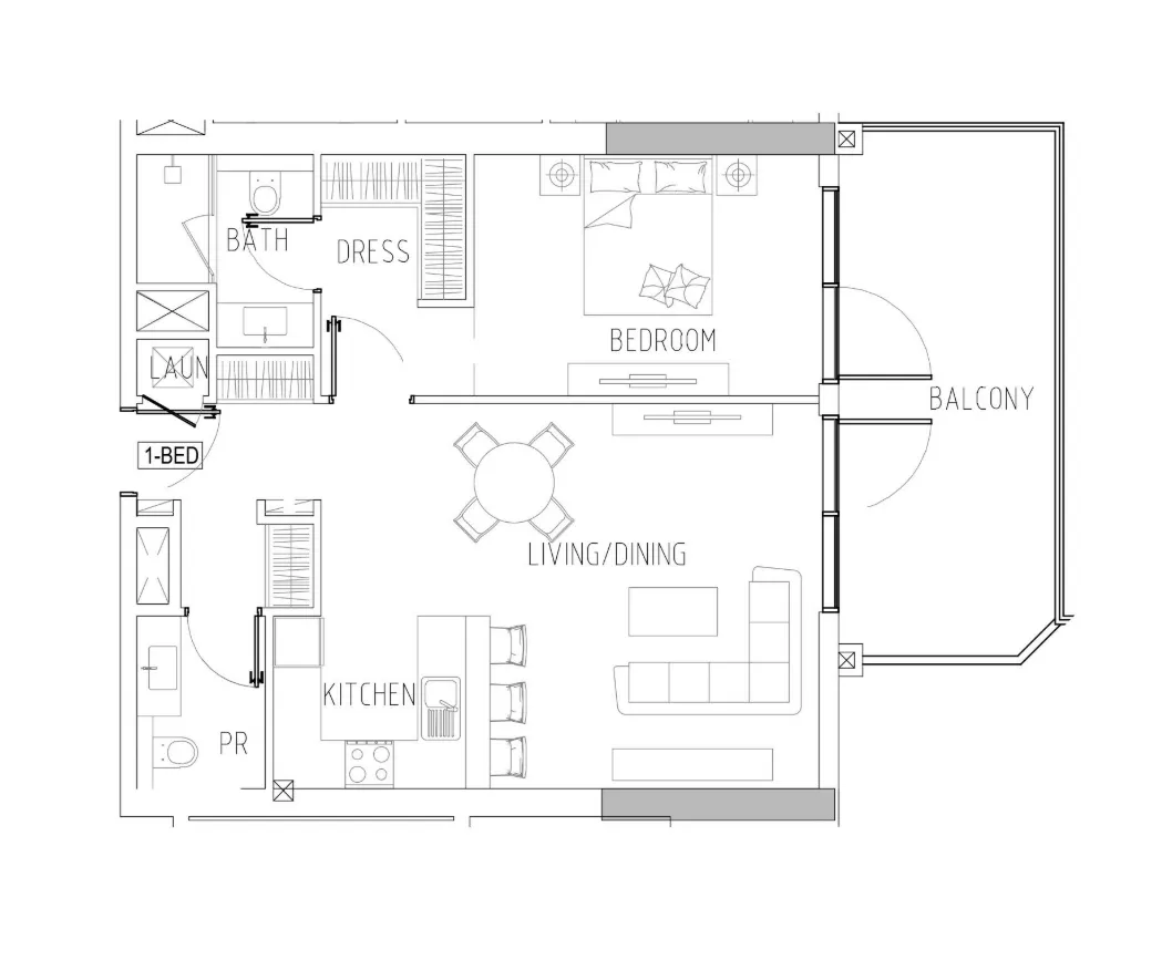 Damac Riverside Views 1 bed floor plan, 973 sqft