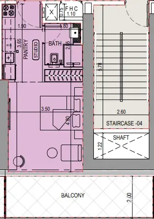 Binghatti Sky Terraces Studio floor plan, 482 – 499 sqft