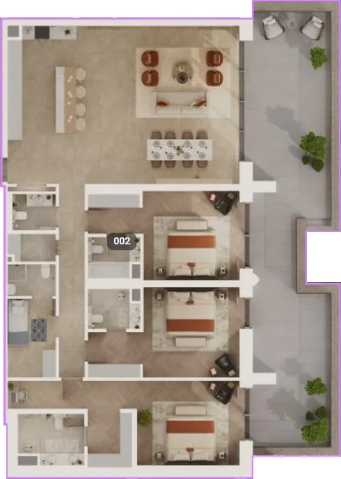 Sama Yas 3 bed floor plan, 3,079 sqft