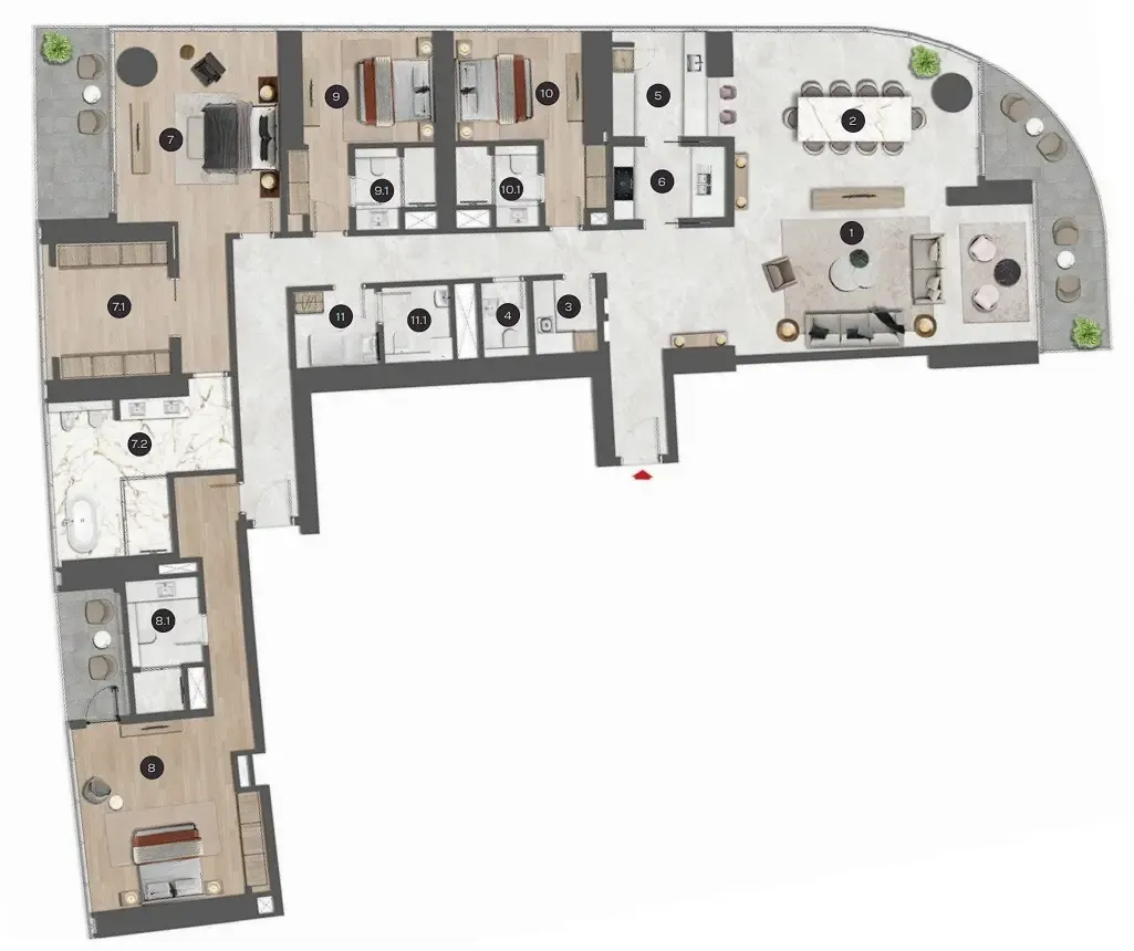 Sobha Seahaven 4 bed floor plan, 4,086 sqft