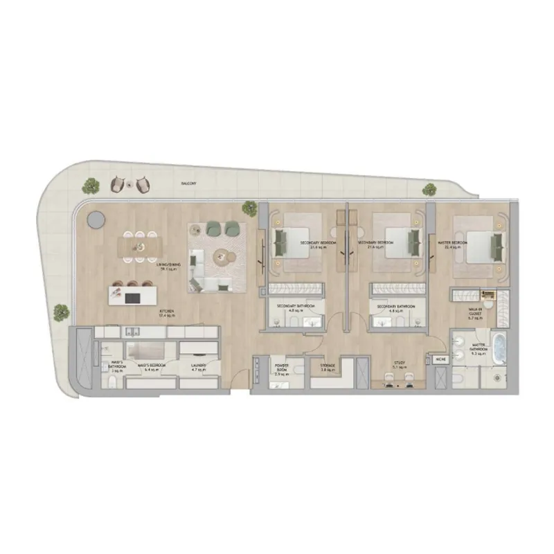 Mamsha Gardens 3 bed floor plan, 2,559 sqft