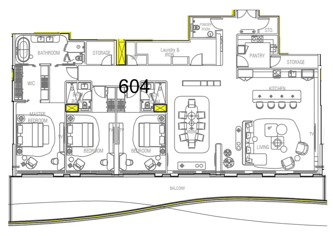 Sofitel Residences 3 bed floor plan, 3,572 sqft