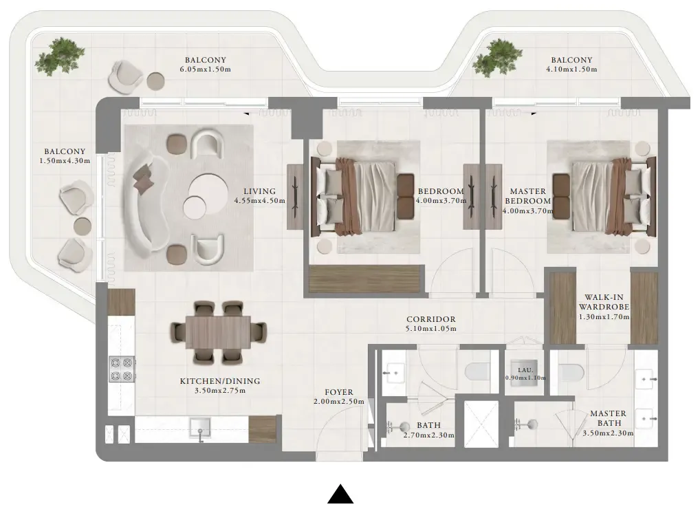 Sera 2 2 bed floor plan, 1,393 sqft