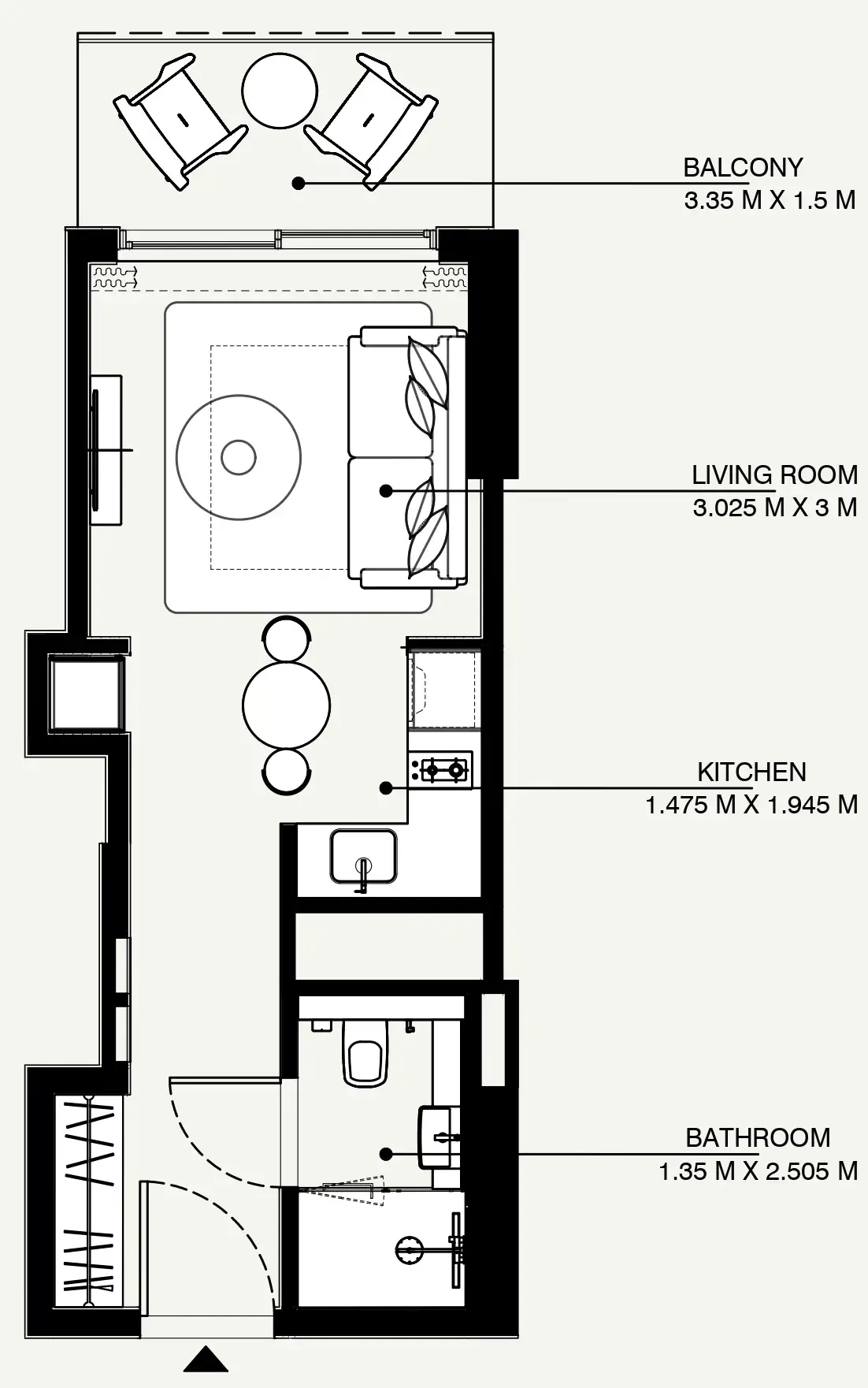 Azizi Venice Studio floor plan, 361 sqft