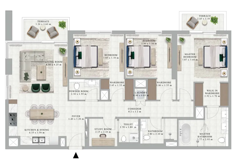 Golf Hillside 3 bed floor plan, 1,603 sqft