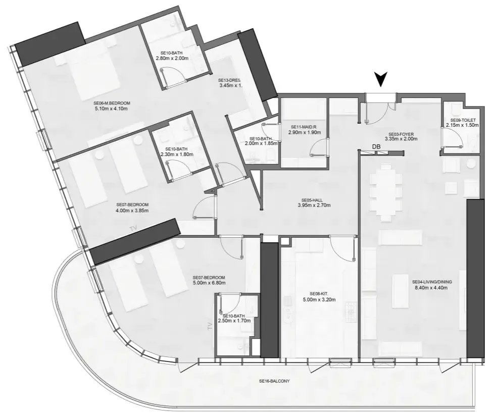 Joud Tower 3 bed floor plan, 2,700 sqft