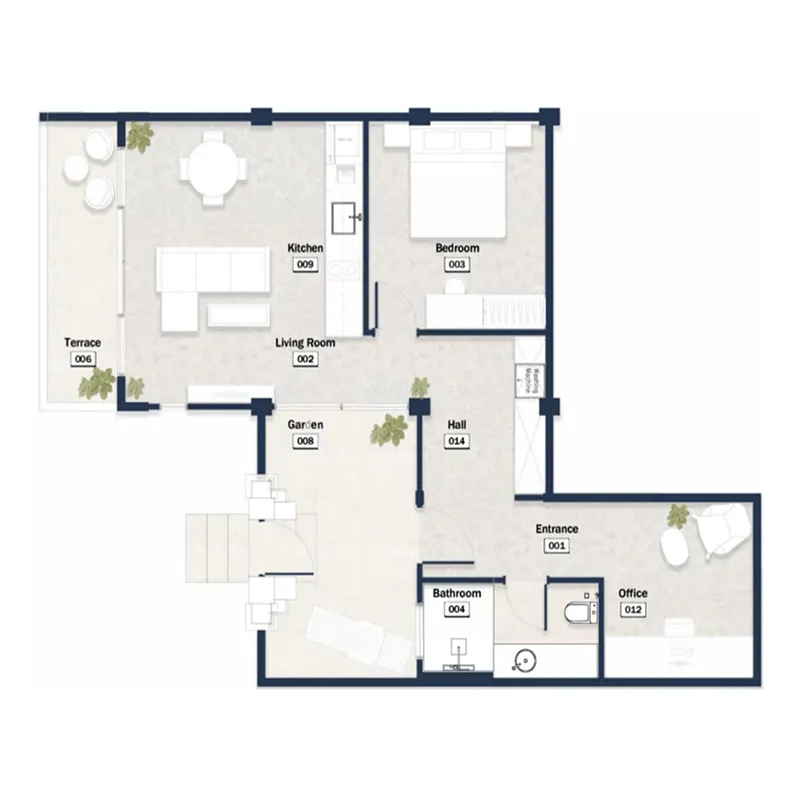 Silawana 1 bed floor plan, 617 – 679 sqft