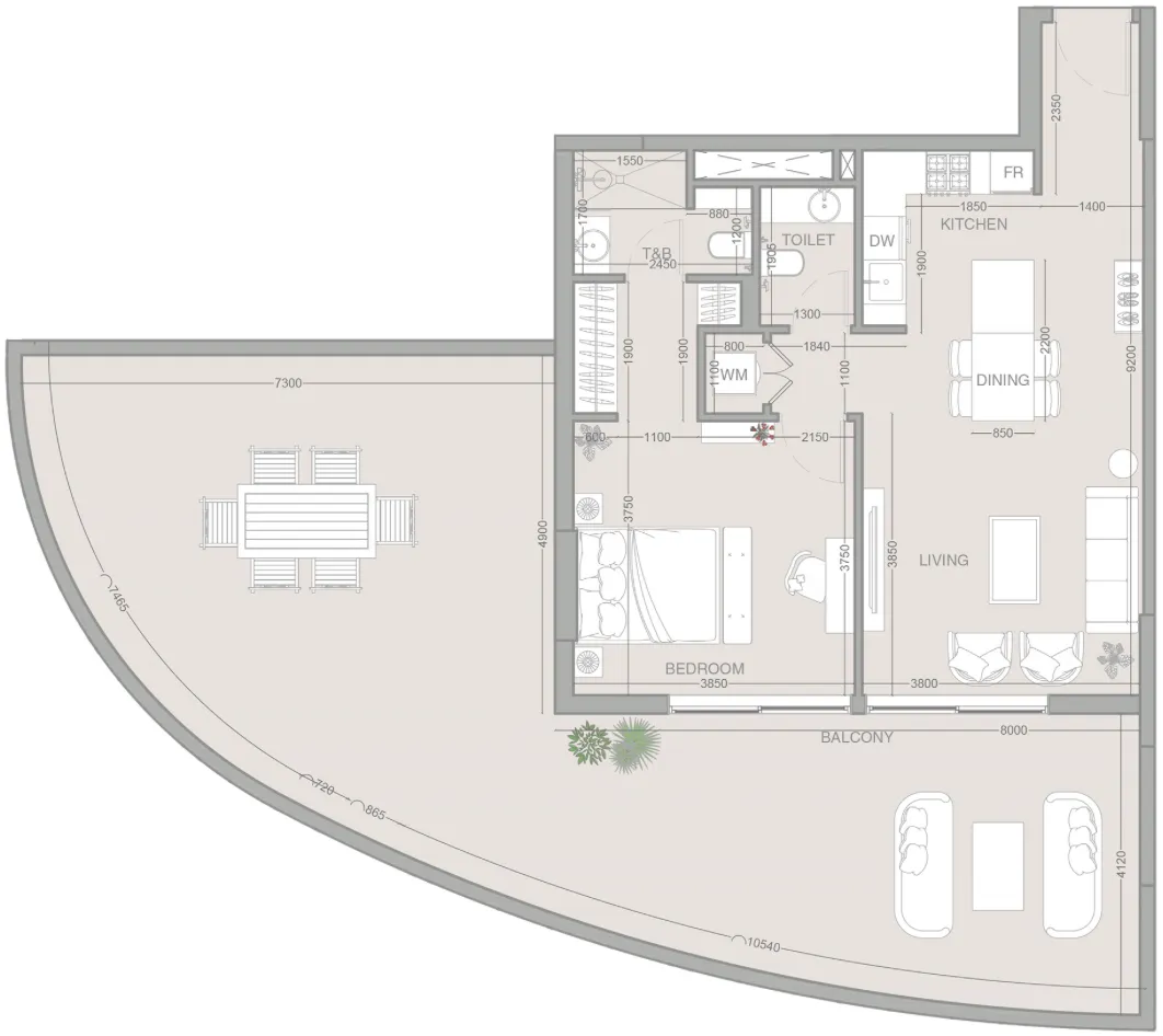 ESSENL1FE Residence 1 bed floor plan, 1,540 sqft