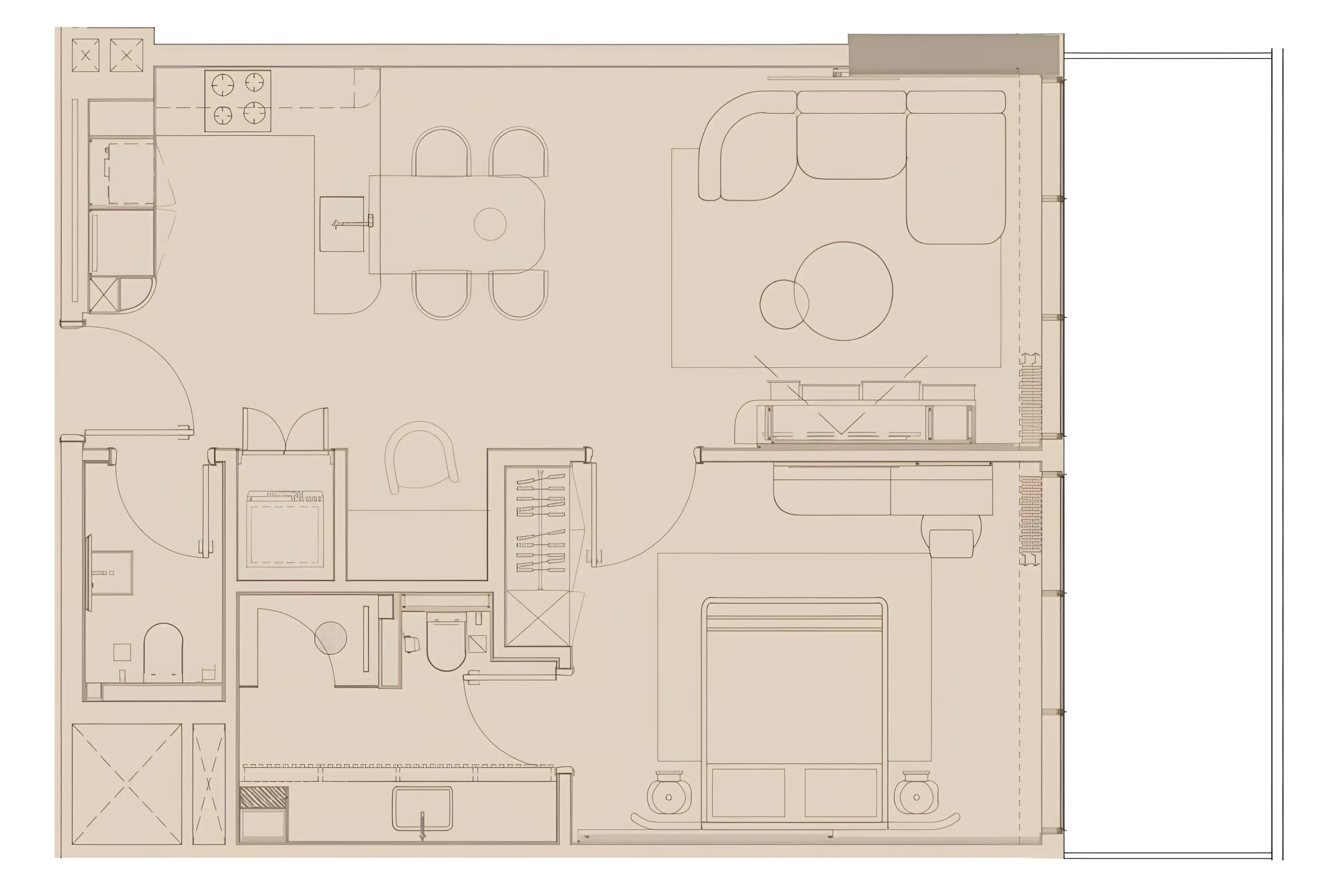Pearl House IV 1 bed floor plan, 842 sqft