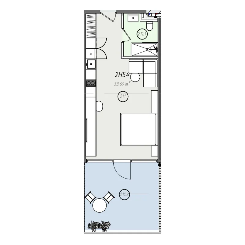ZEN Studio floor plan, 366 sqft