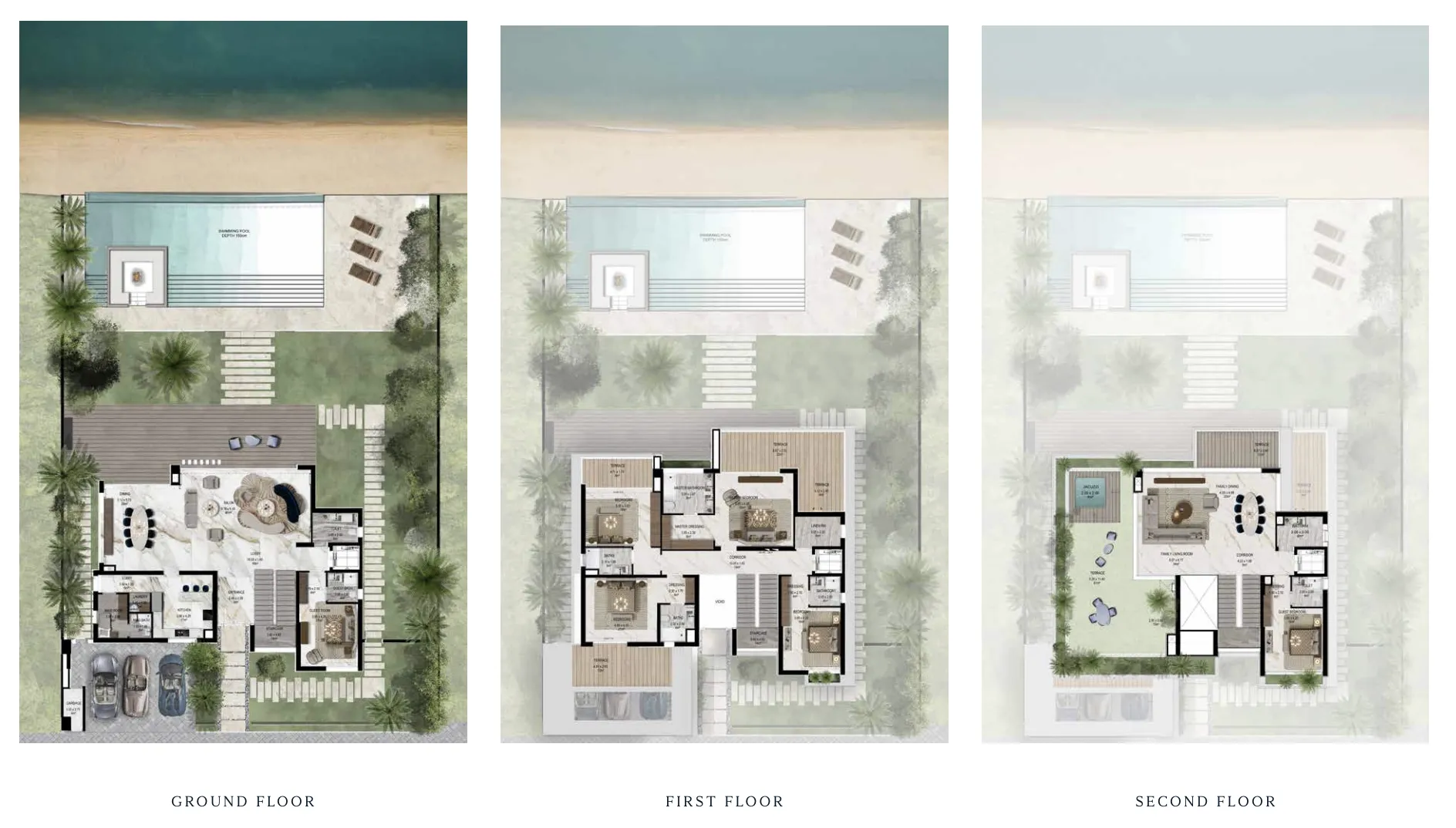 Jacob and Co Beachfront Living 6 bed floor plan, 7,747 – 7,750 sqft