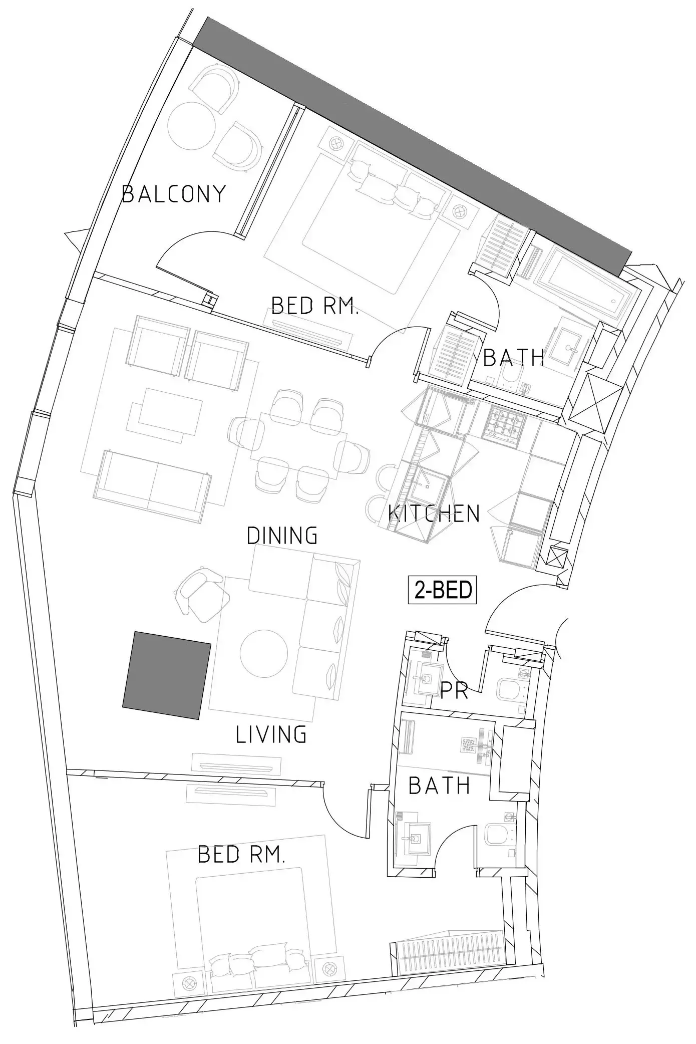 Safa Two de Grisogono 2 bed floor plan, 1,376 sqft