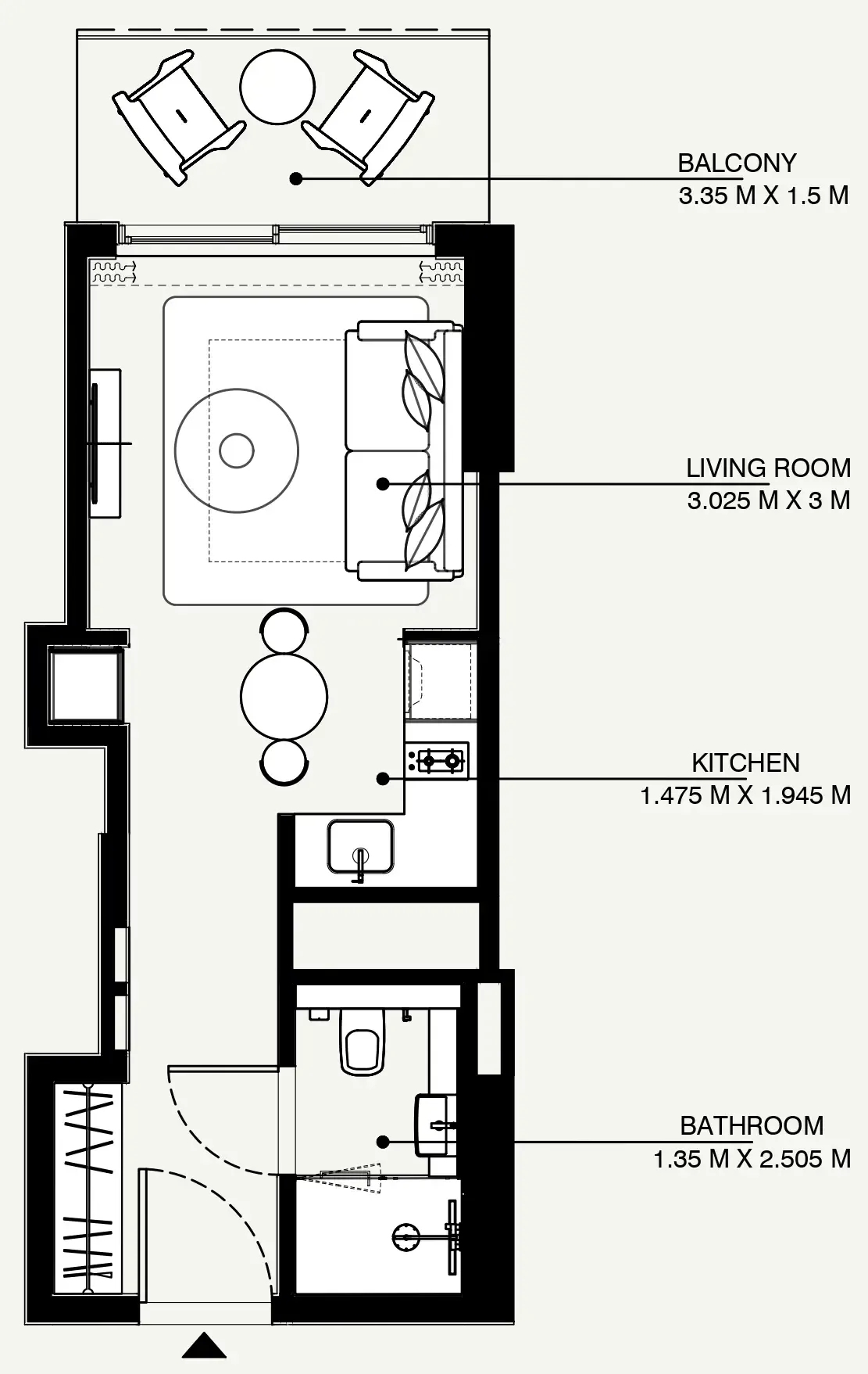 Azizi Venice Studio floor plan, 361 sqft