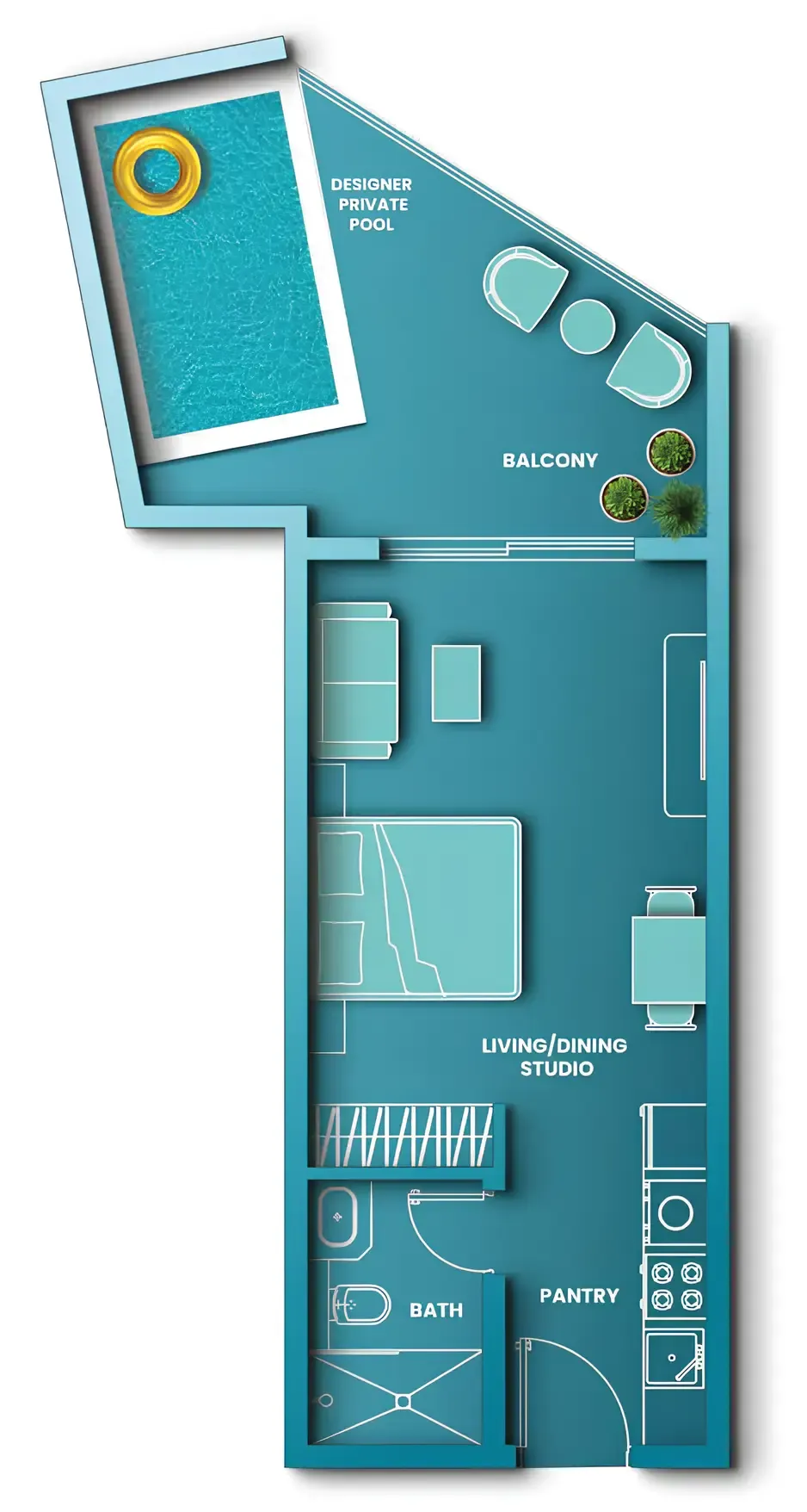 Aqua Dimore Studio floor plan, 535 sqft