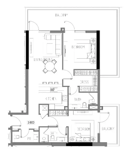 Damac Riverside Views 2 bed floor plan, 1,441 sqft