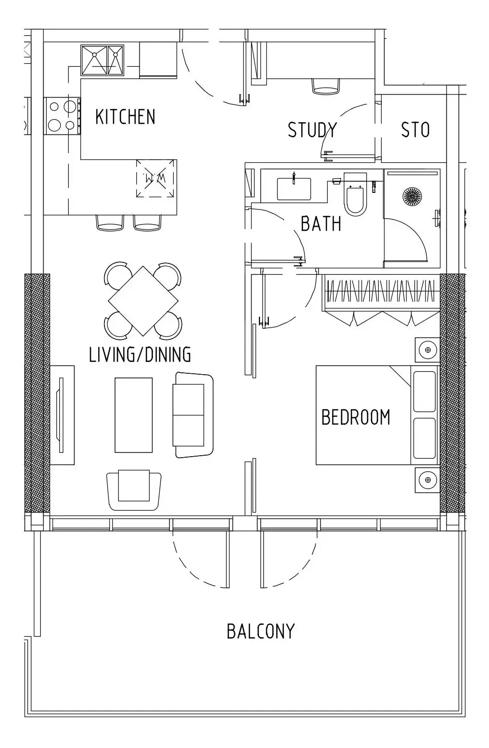 Damac District 1 bed floor plan, 692 – 786 sqft
