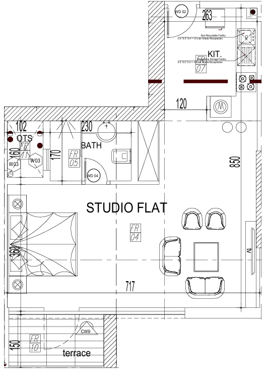 Paradise View II Studio floor plan, 571 sqft