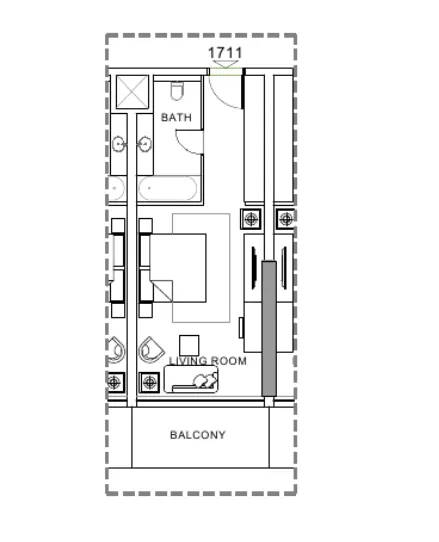 Damac Hills - Radisson Dubai Studio floor plan, 500 sqft