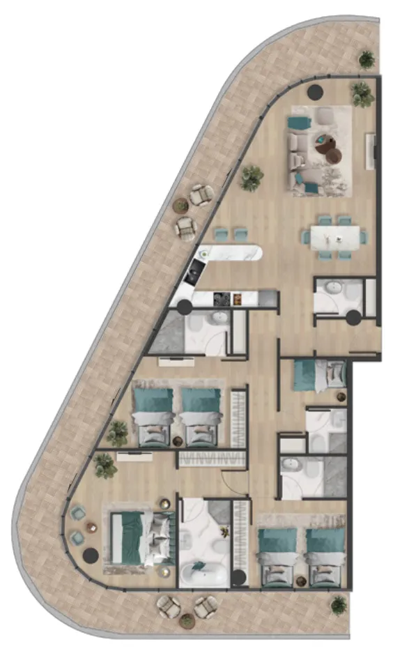 Pelagia 3 bed floor plan, 2,382 sqft