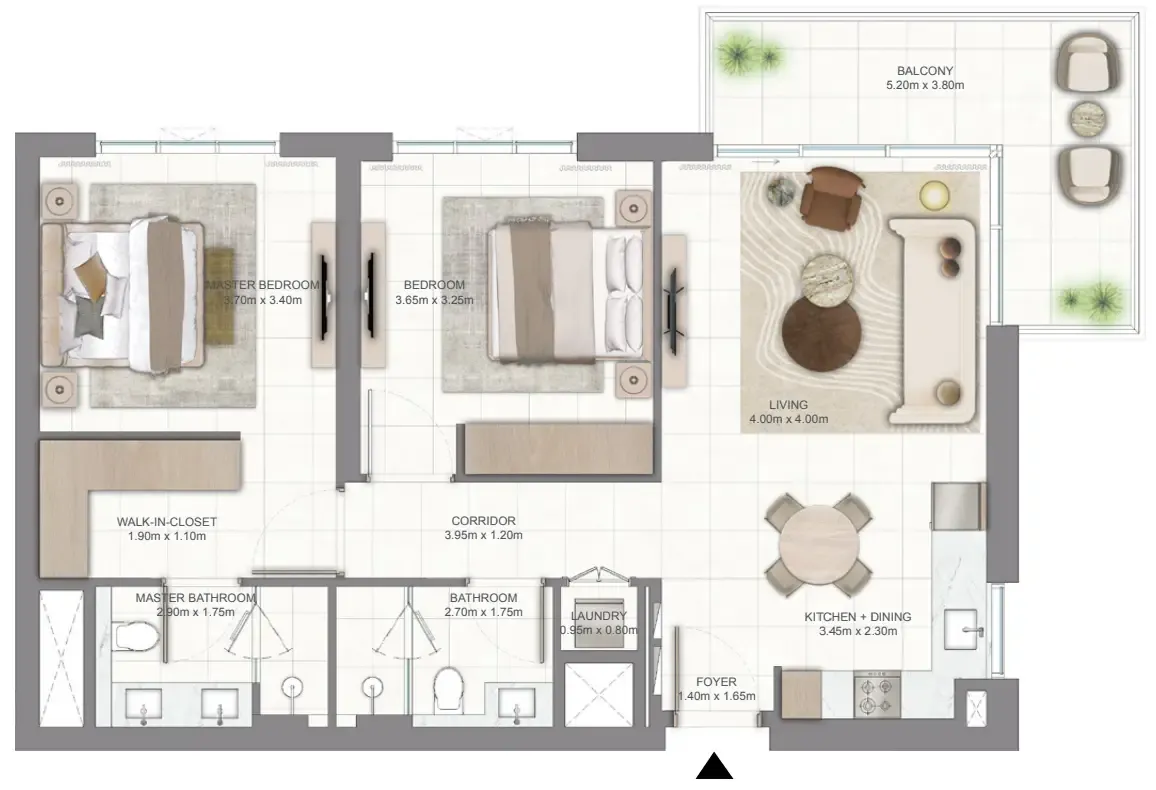 Golf Vale 2 bed floor plan, 1,069 sqft