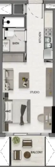 Avana Residences Studio floor plan, 395 sqft