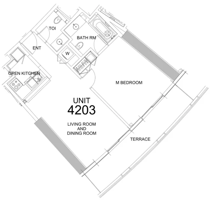Damac Towers by Paramount 1 bed floor plan, 929 sqft