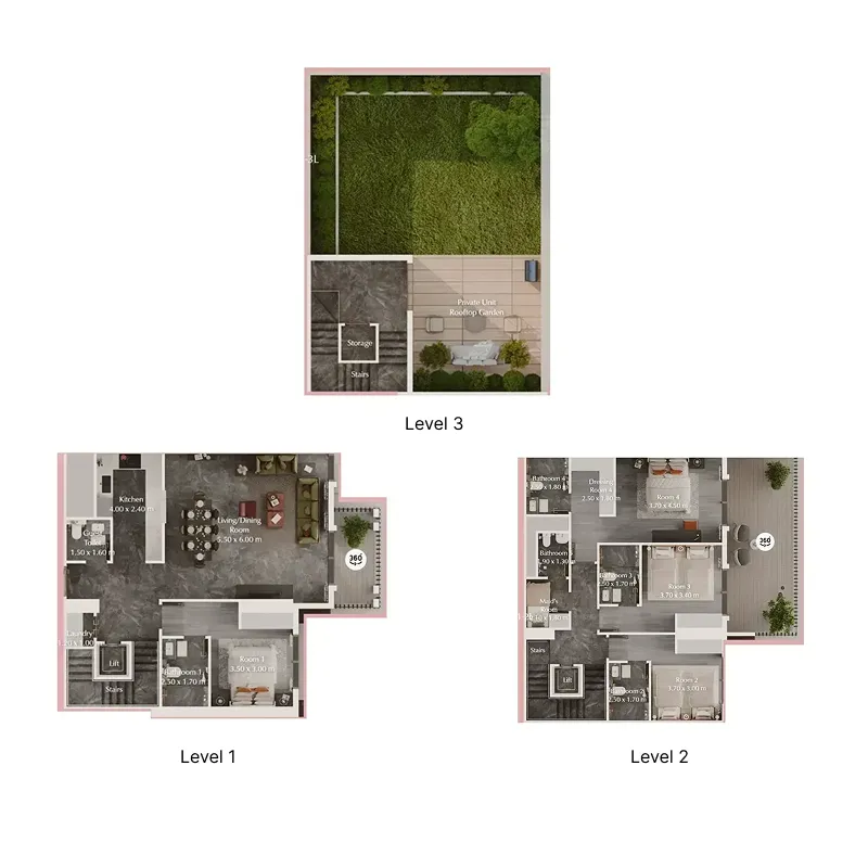 Bab Al Qasr Garden Residences 65 4 bed floor plan, 2,985 sqft