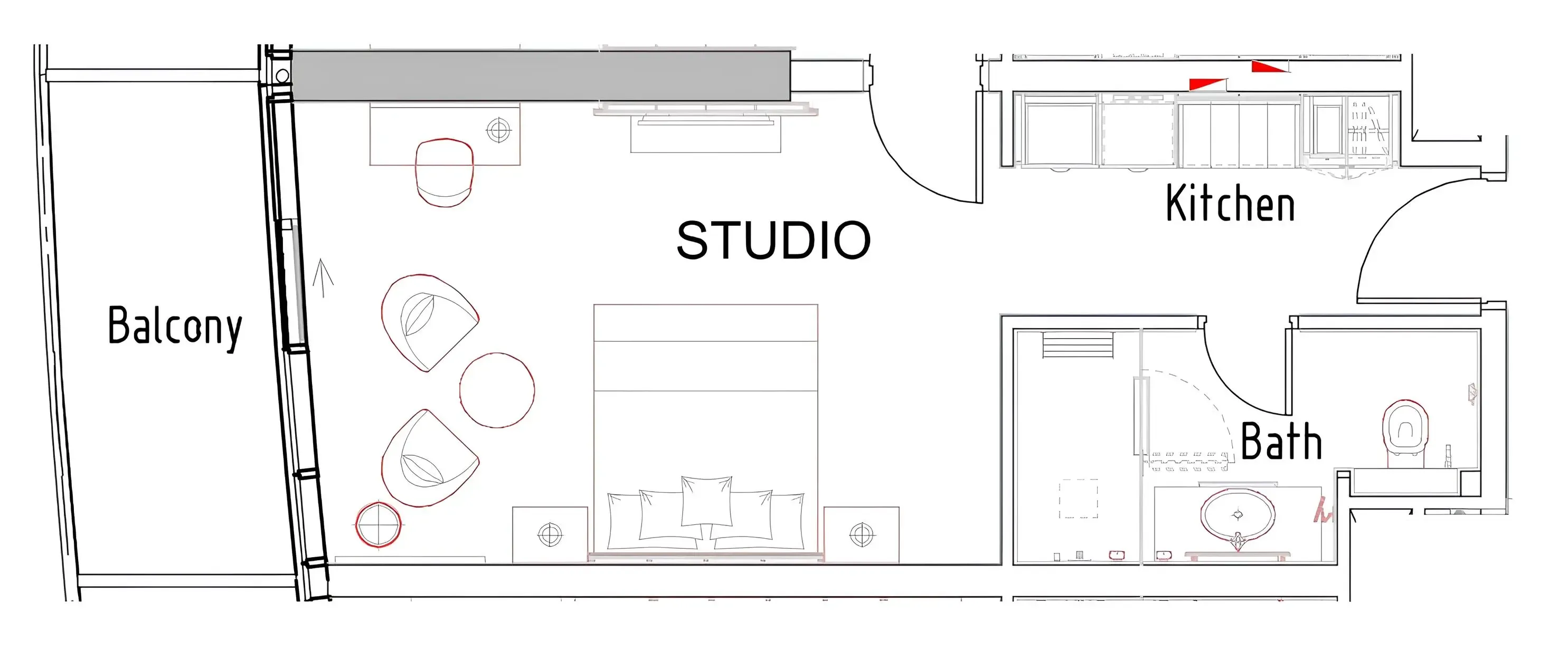 Damac Hills - Artesia Studio floor plan, 490 sqft