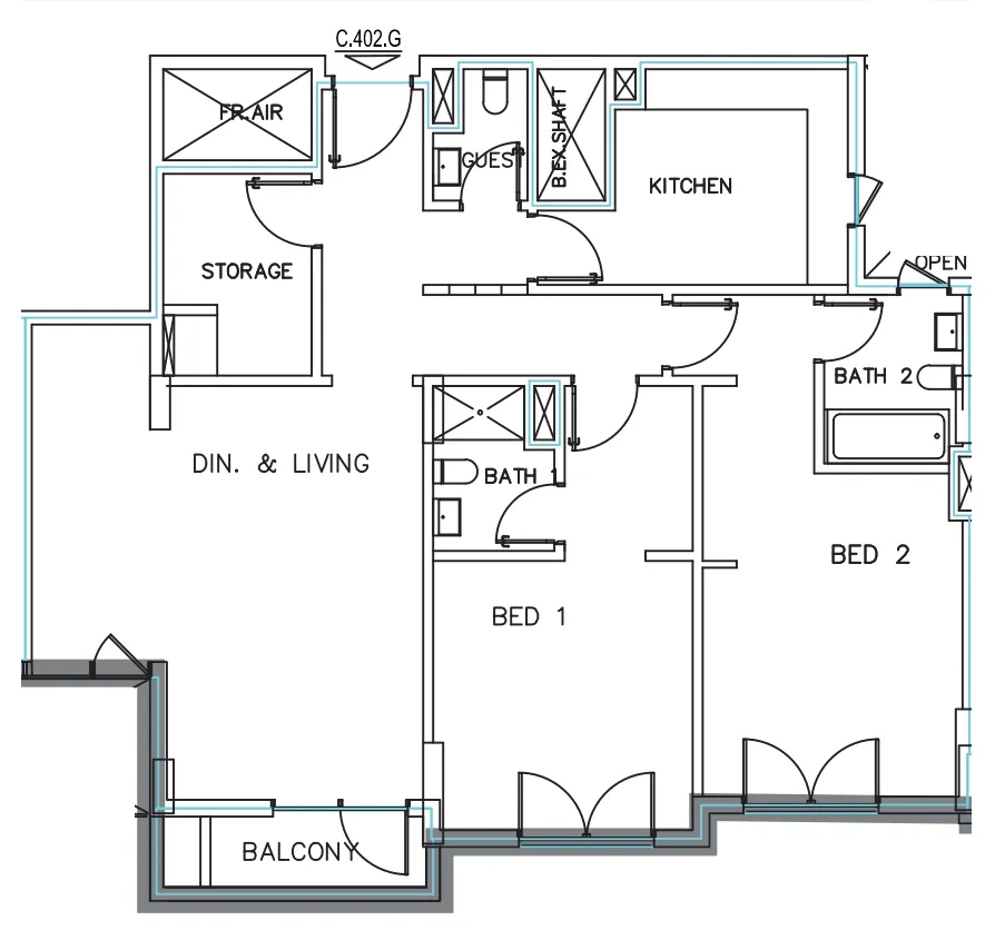 Janayen Avenue 2 bed floor plan, 1,475 sqft