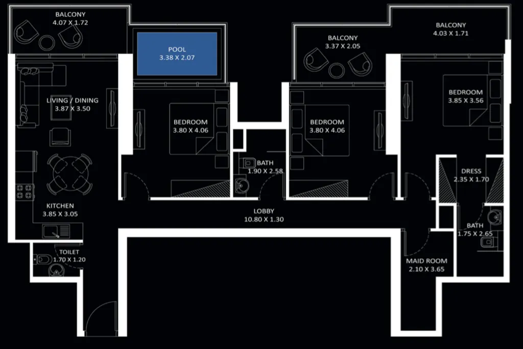 Elitz 2 3 bed floor plan, 1,495 sqft