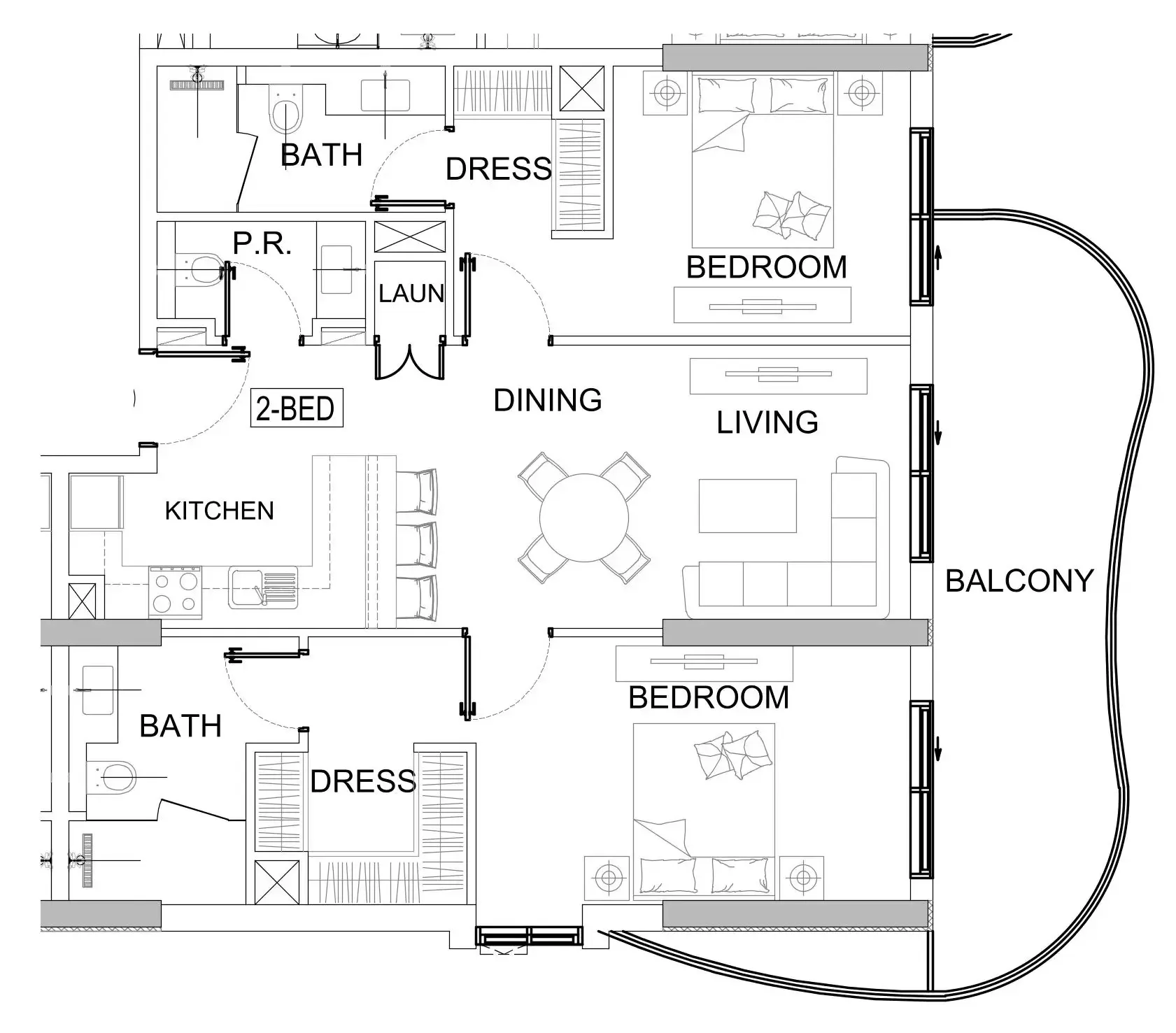 Valencia 2 bed floor plan, 1,160 sqft