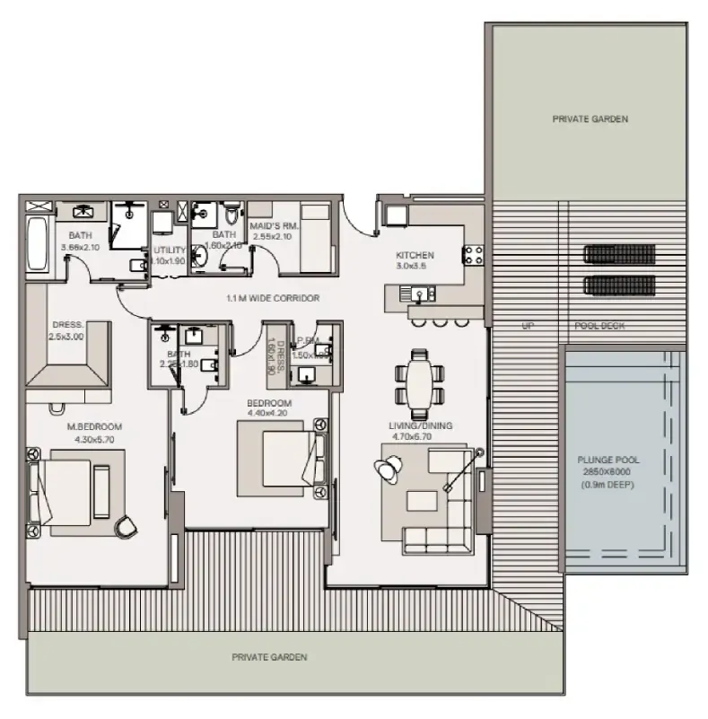 Haven Living 2 bed floor plan, 3,257 sqft