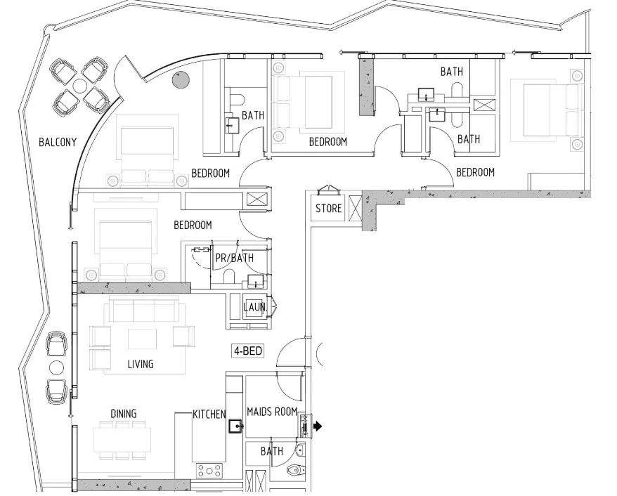 Volta 4 bed floor plan, 2,370 sqft