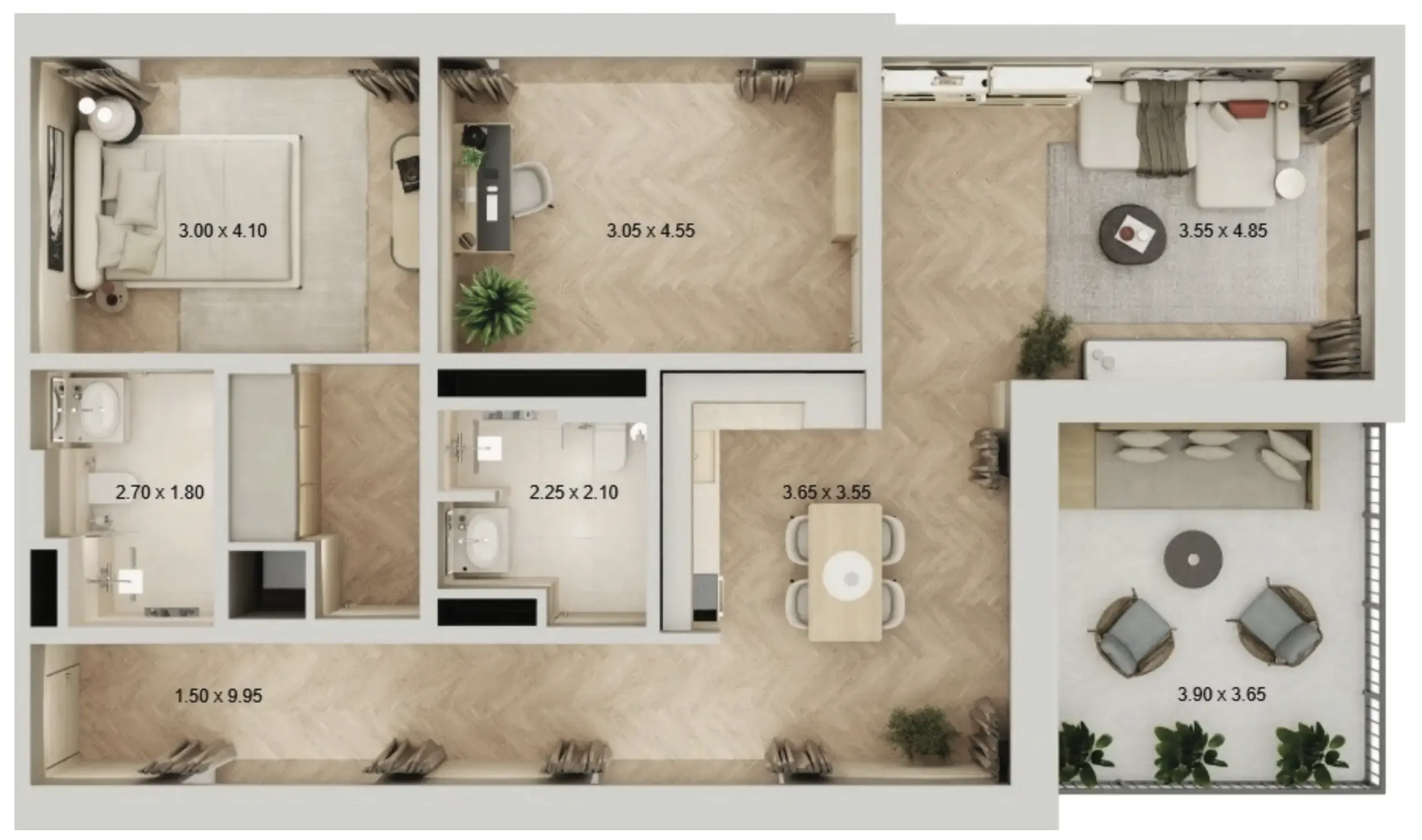 Arisha Terraces 1 bed floor plan, 1,139 sqft
