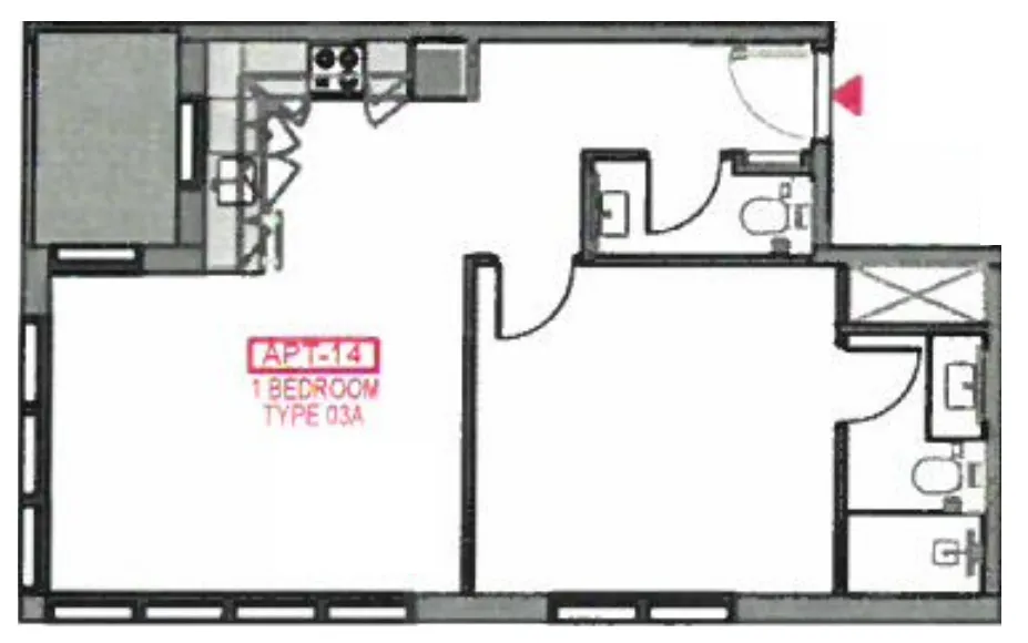 Al Mamsha Sharjah 1 bed floor plan, 813 sqft